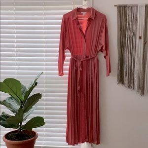 Topshop pleated midi shirt dress size 10